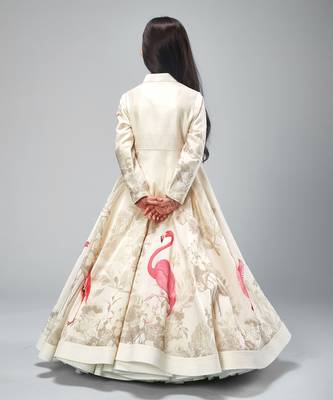 Ivory chanderi printed  floor length anarkali 3