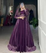 Purple Color Georgette With Embroidery & Paper Mirror Work Crop top Lehenga