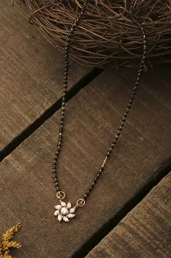 White Gold Floral Mangalsutra