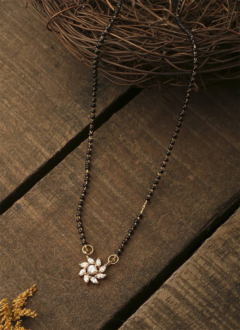 White Gold Floral Mangalsutra