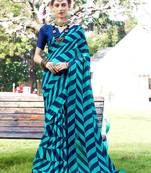 Sitanjali fancy blue georgette saree with unstiched blouse