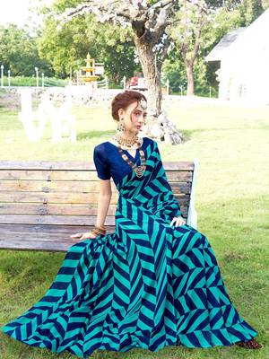 Sitanjali fancy blue georgette saree with unstiched blouse 3