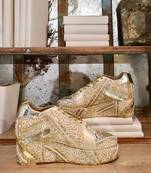 Poppy- gold bridal sneaker platform wedges