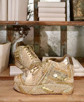 Poppy- gold bridal sneaker platform wedges 2