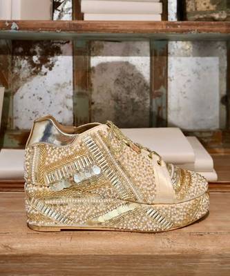 Poppy- gold bridal sneaker platform wedges 3