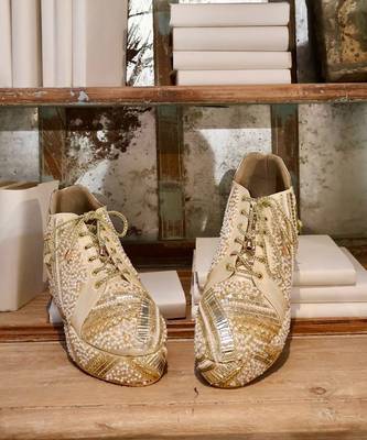 Poppy- gold bridal sneaker platform wedges 4