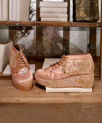 Pink platform sneaker wedges 1
