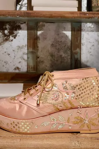Pink platform sneaker wedges