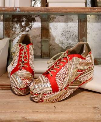 Poppy- red bridal sneaker platform wedges 1