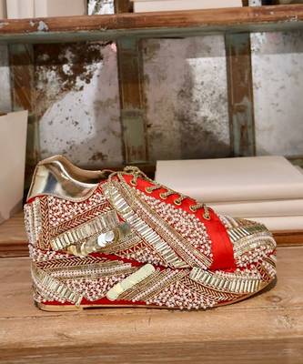 Poppy- red bridal sneaker platform wedges 2