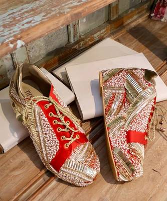 Poppy- red bridal sneaker platform wedges 3