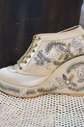 Gold customizable sneaker wedges