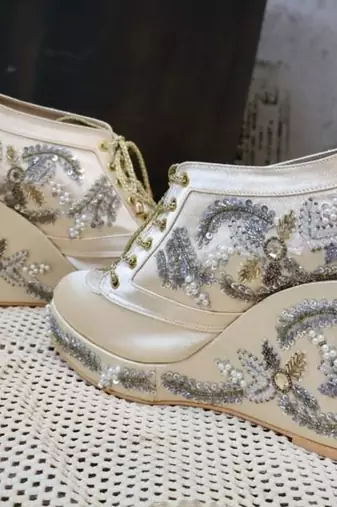 Gold customizable sneaker wedges