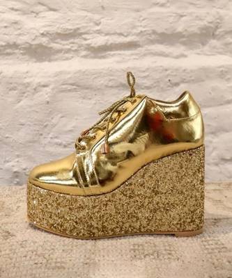 Gold hand-made sneaker wedges 2