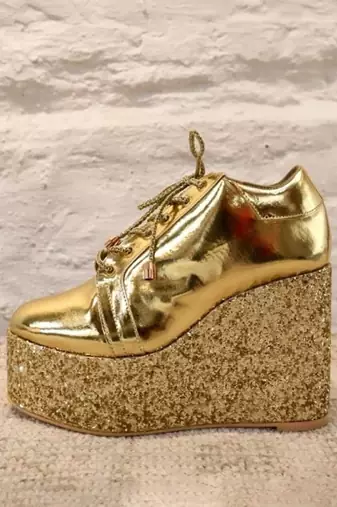 Gold hand-made sneaker wedges