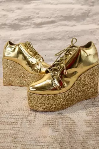 Gold hand-made sneaker wedges