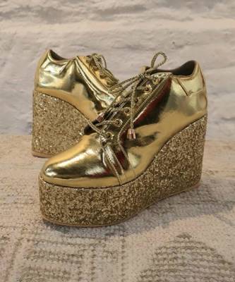 Gold hand-made sneaker wedges 4