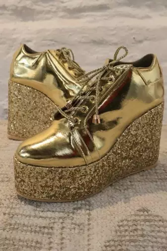 Gold hand-made sneaker wedges