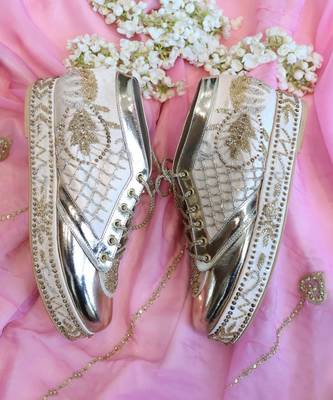 Gold bridal platform sneaker wedges - customized wedding shoes 2