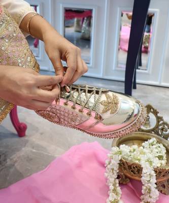 Gold bridal platform sneaker wedges - customized wedding shoes 3