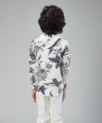 Ivory linen printed shirt 3