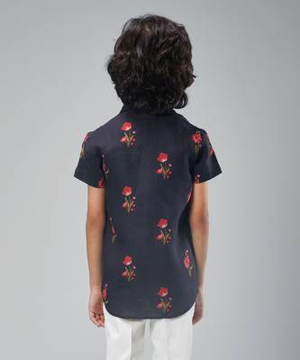 Black linen printed shirt 3