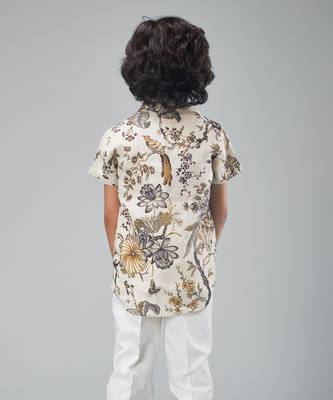 Ivory linen printed shirt 3