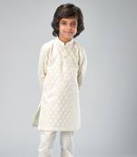 Ivory chanderi embroidered kurta set