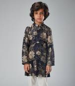 Black chanderi printed kurta set