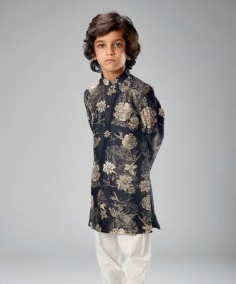 Black chanderi printed kurta set 2