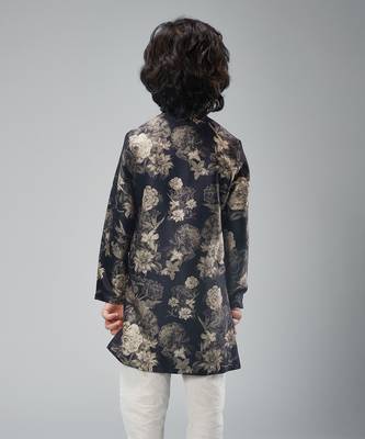 Black chanderi printed kurta set 3