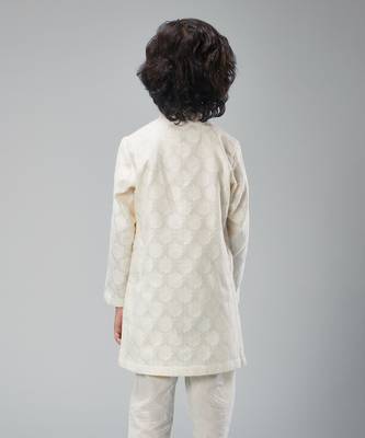 Ivory chanderi embroidered kurta set 3