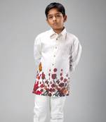 Ivory linen printed shirt