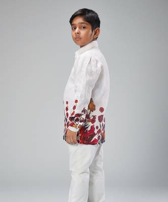 Ivory linen printed shirt 2