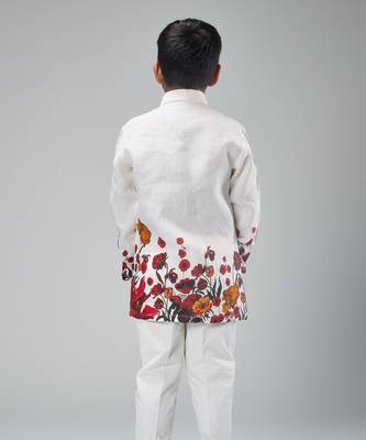 Ivory linen printed shirt 3
