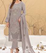 Chickoo color embroideried faux georgette semi stitched salwar suit