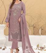 Gajri color embroideried faux georgette semi stitched salwar suit
