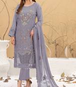 Lavender color embroideried faux georgette semi stitched salwar suit
