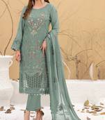 Pista color embroideried faux georgette semi stitched salwar suit