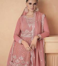 Peach chiffon embroidery designer redymade suit
