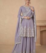 Lavender chiffon embroidery designer redymade suit