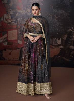 Multicolor georgette embroidery party wear salwar suit 1
