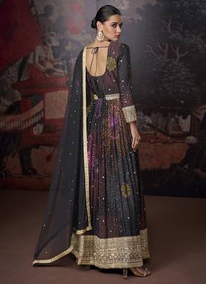 Multicolor georgette embroidery party wear salwar suit 2