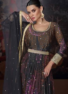 Multicolor georgette embroidery party wear salwar suit 4