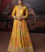 Yellow georgette embroidery party wear salwar suit
