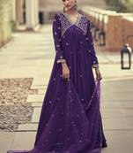 Purple georgette embroidery party wear salwar suit