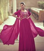 Rani pink georgette embroidery party wear salwar suit