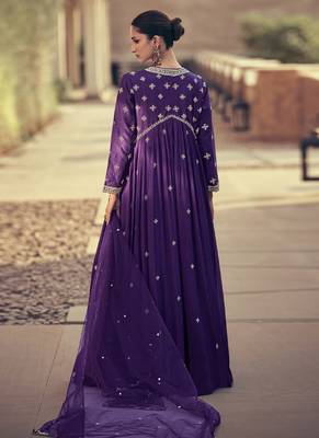 Purple georgette embroidery party wear salwar suit 2