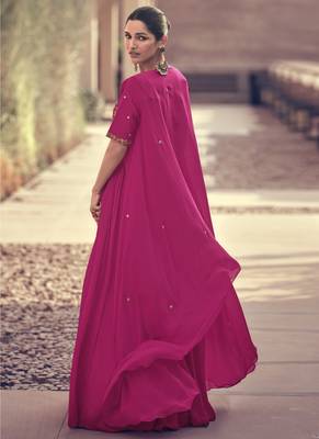 Rani pink georgette embroidery party wear salwar suit 2