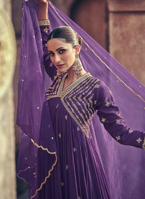 Purple georgette embroidery party wear salwar suit 3
